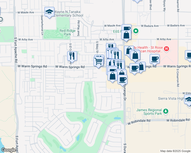 map of restaurants, bars, coffee shops, grocery stores, and more near 146 Elm Reed Avenue in Las Vegas