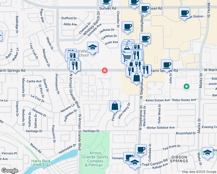 map of restaurants, bars, coffee shops, grocery stores, and more near 1522 Jenny Linn Drive in Henderson