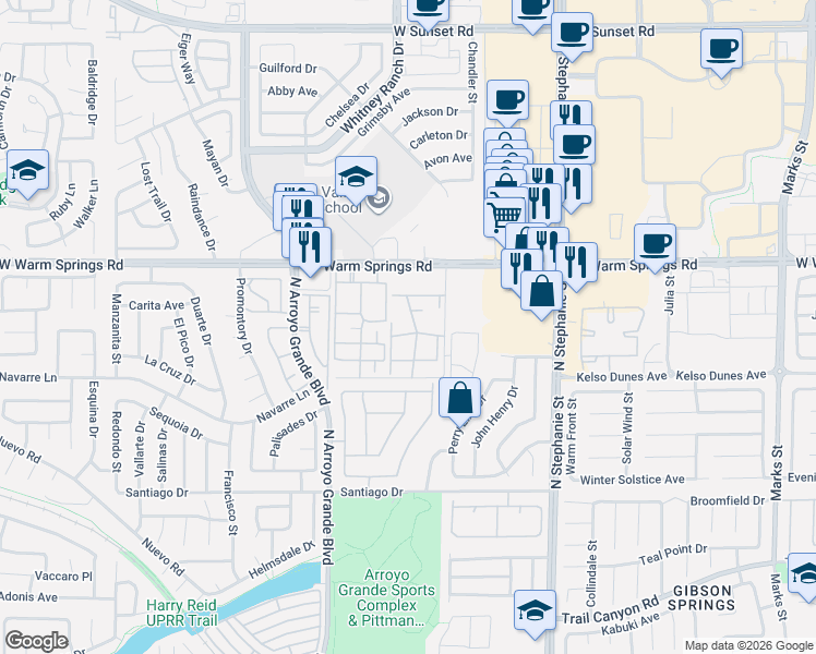 map of restaurants, bars, coffee shops, grocery stores, and more near 1522 Jenny Linn Drive in Henderson
