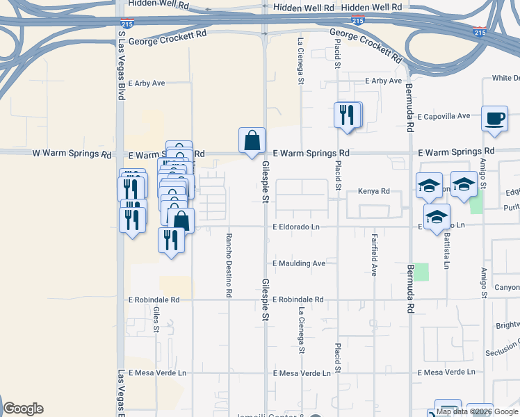 map of restaurants, bars, coffee shops, grocery stores, and more near 187 Ebb Tide Circle in Las Vegas