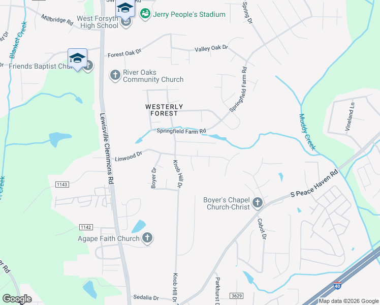 map of restaurants, bars, coffee shops, grocery stores, and more near 812 Newington Drive in Clemmons