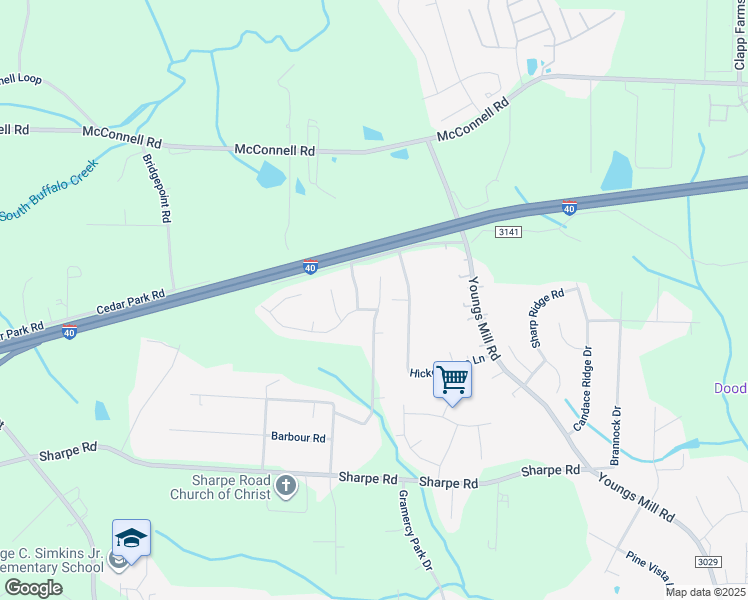 map of restaurants, bars, coffee shops, grocery stores, and more near 3903 Edgewood Terrace Road in Greensboro