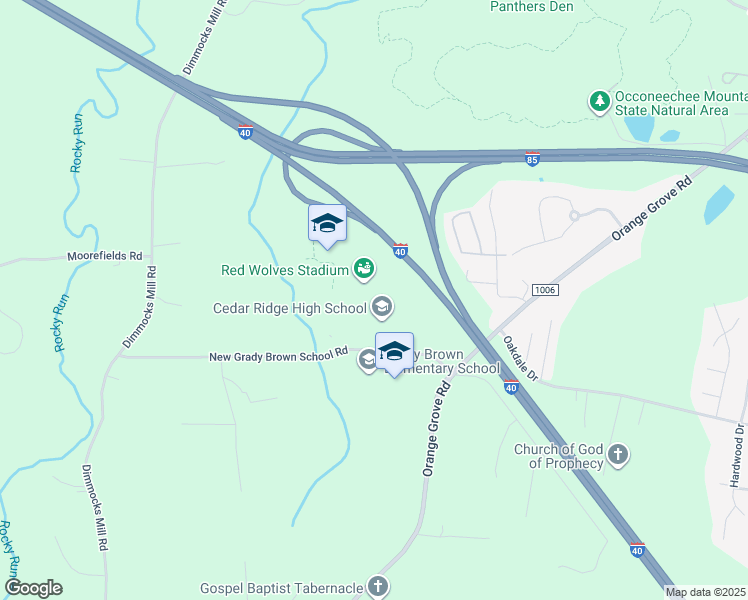 map of restaurants, bars, coffee shops, grocery stores, and more near 1125 New Grady Brown School Road in Hillsborough