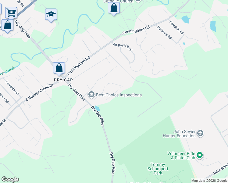 map of restaurants, bars, coffee shops, grocery stores, and more near 1545 Hidden Path Lane in Knoxville