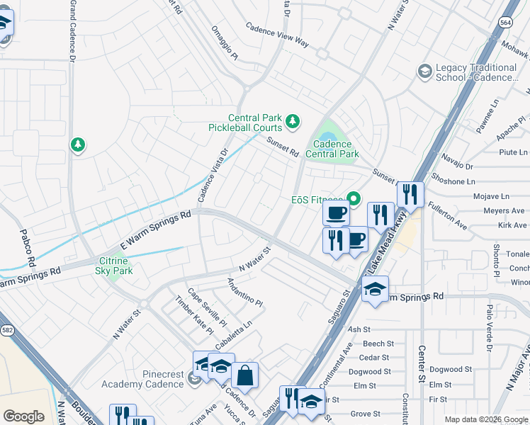 map of restaurants, bars, coffee shops, grocery stores, and more near 351 Espressivo Street in Henderson
