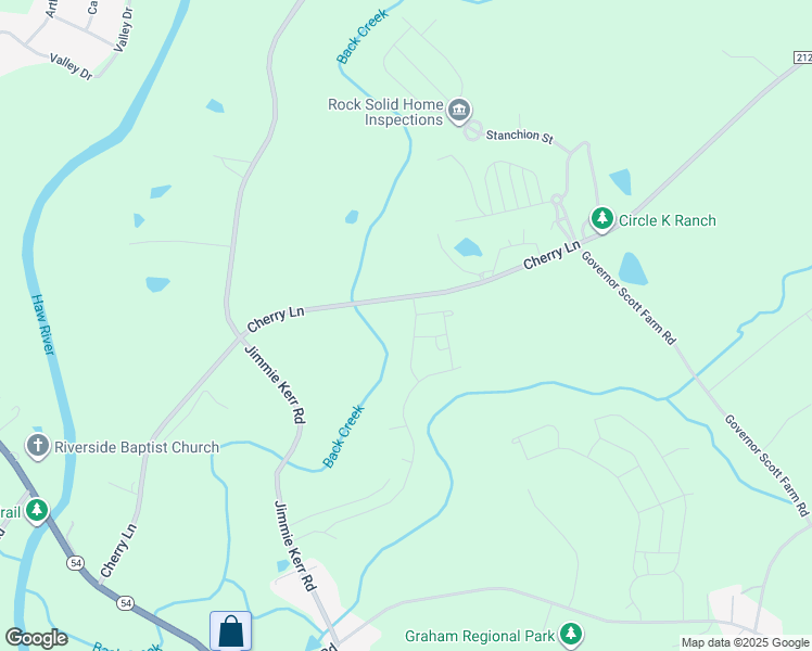 map of restaurants, bars, coffee shops, grocery stores, and more near 1693 Cherry Lane in Haw River