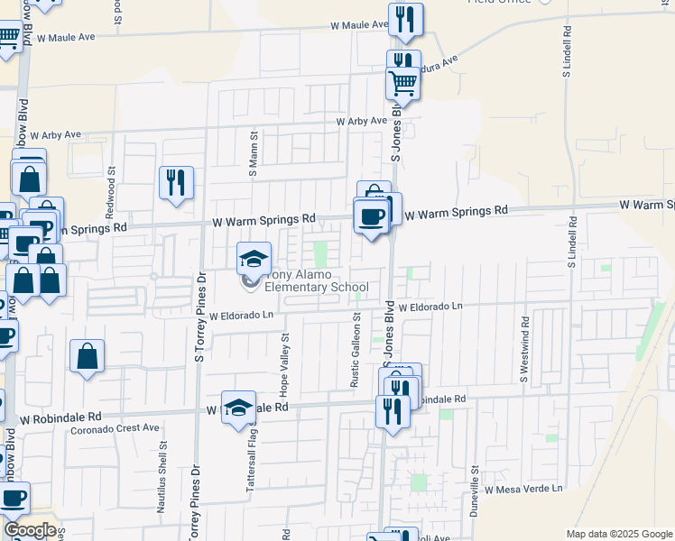 map of restaurants, bars, coffee shops, grocery stores, and more near 6213 Pangea Avenue in Las Vegas