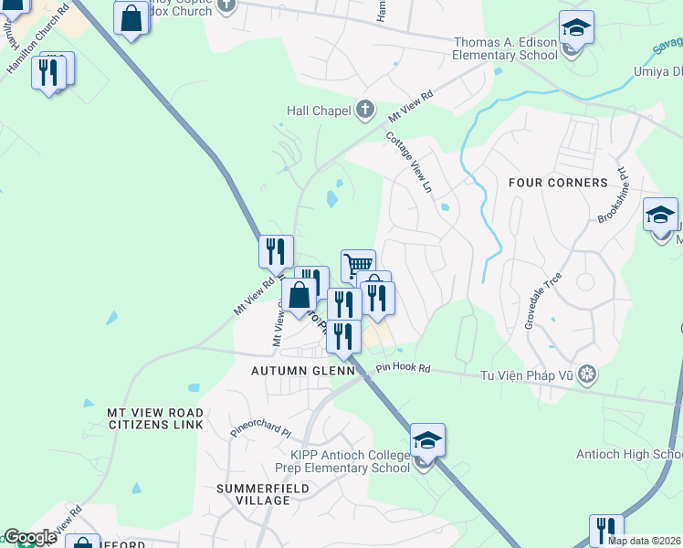 map of restaurants, bars, coffee shops, grocery stores, and more near 3514 Pin Hook Road in Nashville