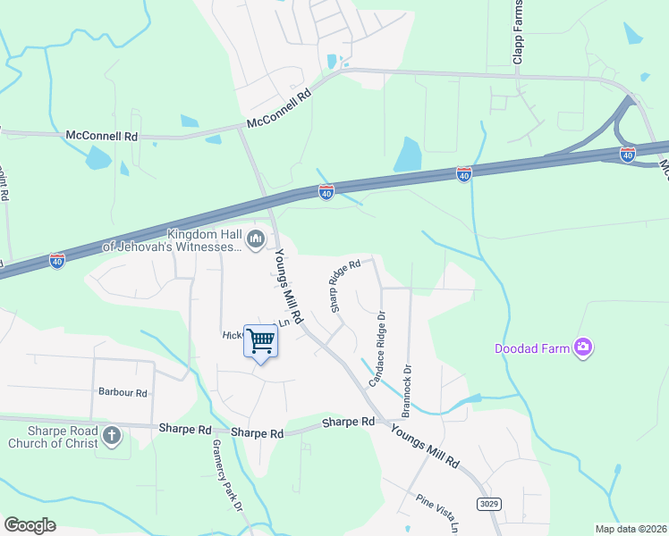 map of restaurants, bars, coffee shops, grocery stores, and more near 1316 Sharp Ridge Road in Greensboro