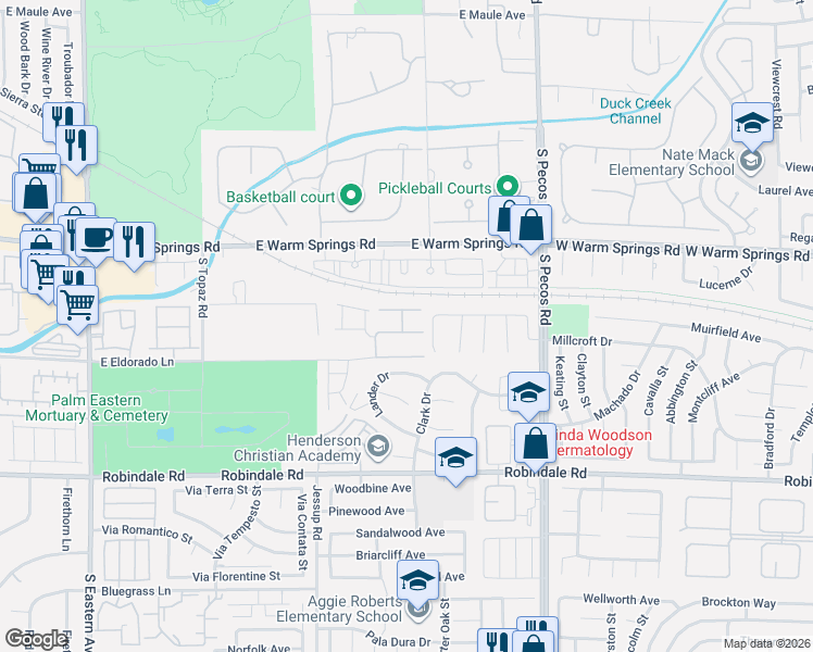 map of restaurants, bars, coffee shops, grocery stores, and more near 3152 Rabbit Creek Drive in Las Vegas