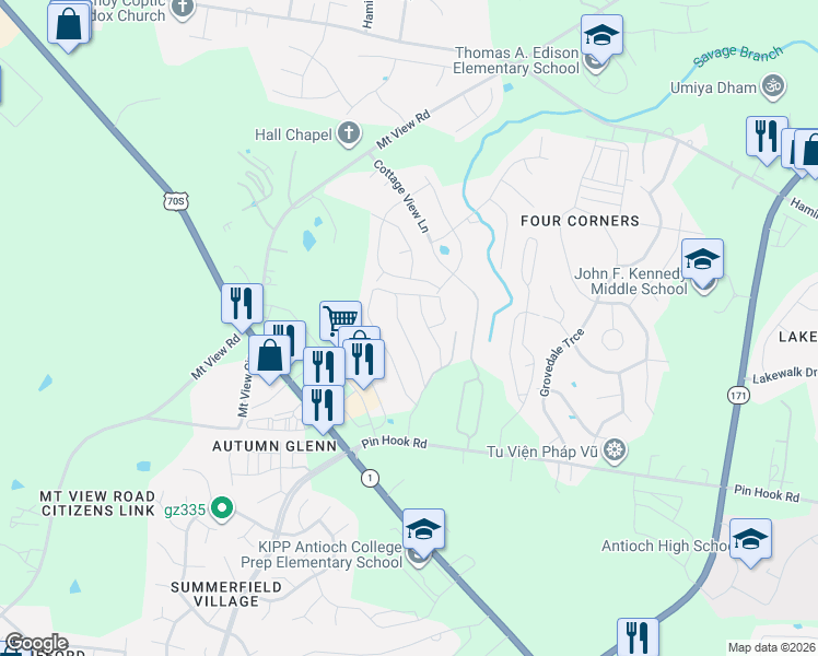 map of restaurants, bars, coffee shops, grocery stores, and more near 770 Bradburn Village Way in Nashville