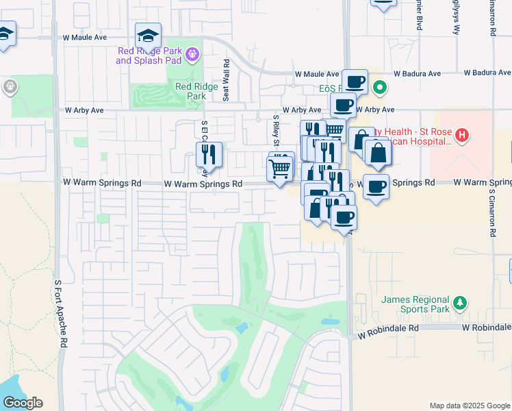 map of restaurants, bars, coffee shops, grocery stores, and more near 66 Navy Strauss Street in Las Vegas