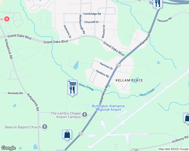 map of restaurants, bars, coffee shops, grocery stores, and more near 135 Hoskins Circle in Burlington