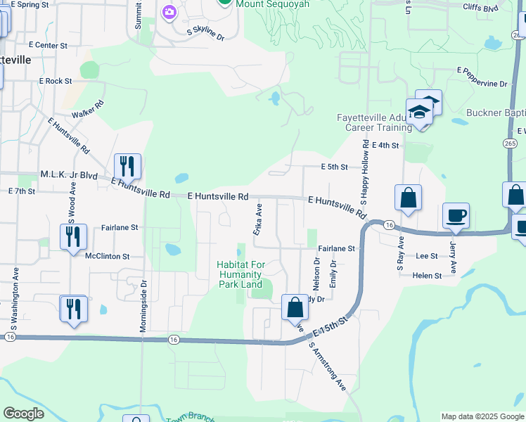 map of restaurants, bars, coffee shops, grocery stores, and more near 778 Erika Avenue in Fayetteville