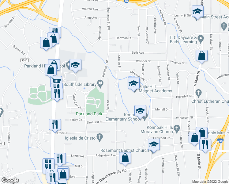 map of restaurants, bars, coffee shops, grocery stores, and more near 803 Brickwood Court in Winston-Salem