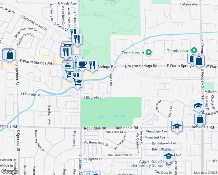 map of restaurants, bars, coffee shops, grocery stores, and more near 7440 Lansing Street in Las Vegas