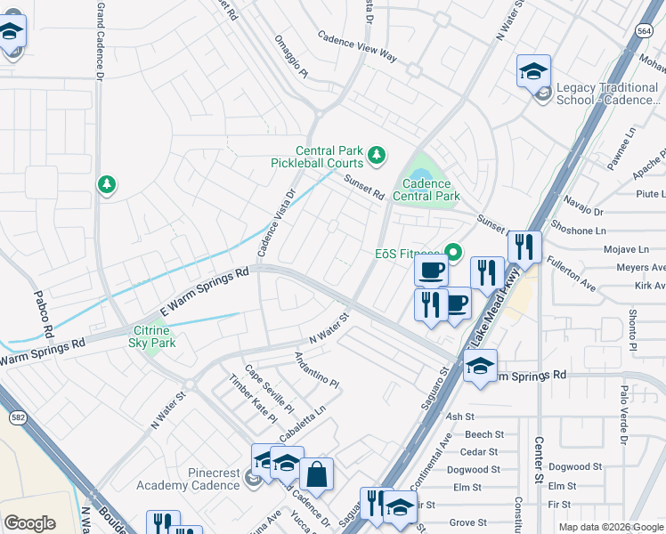 map of restaurants, bars, coffee shops, grocery stores, and more near 348 Mezzaforte Street in Henderson