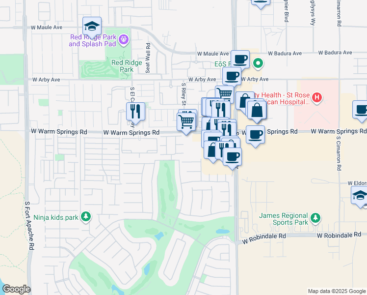 map of restaurants, bars, coffee shops, grocery stores, and more near 153 Tree Shot Court in Las Vegas