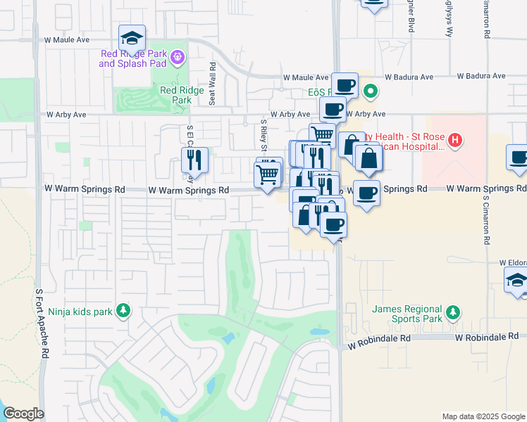 map of restaurants, bars, coffee shops, grocery stores, and more near 153 Tree Shot Court in Las Vegas