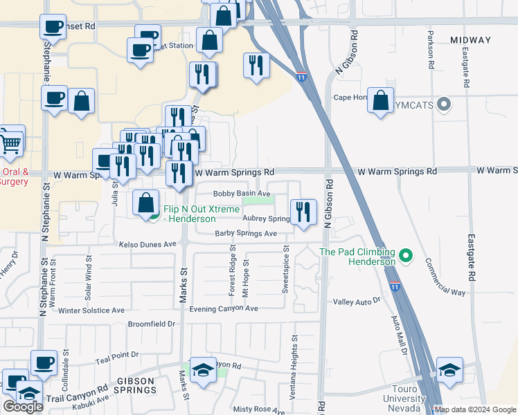 map of restaurants, bars, coffee shops, grocery stores, and more near 1089 Jesse Harbor Avenue in Henderson