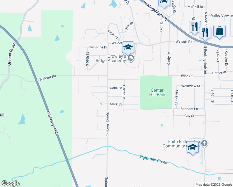 map of restaurants, bars, coffee shops, grocery stores, and more near 5606 Wendy Street in Paragould