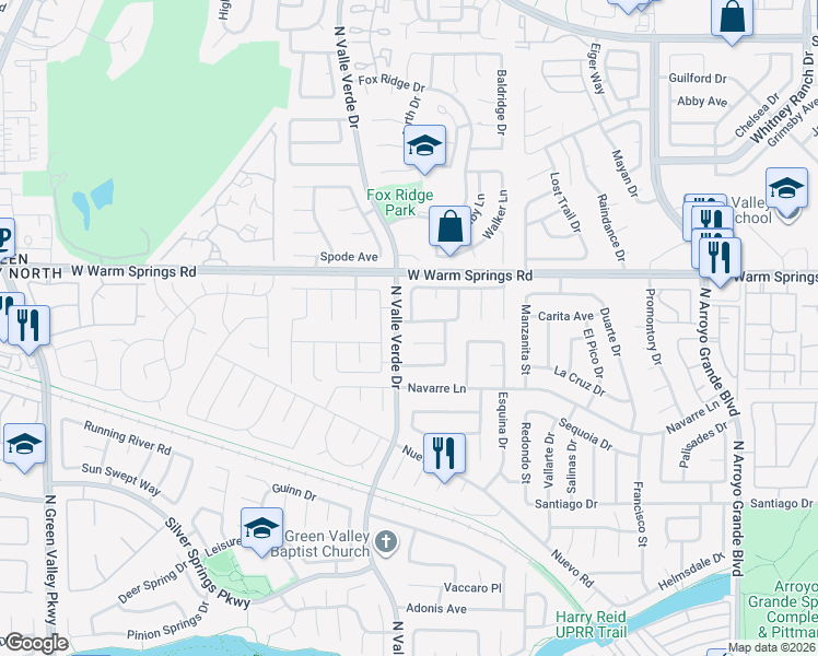 map of restaurants, bars, coffee shops, grocery stores, and more near 367 Santali Court in Henderson