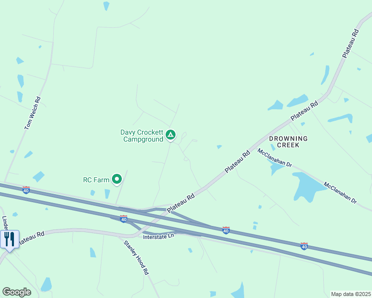 map of restaurants, bars, coffee shops, grocery stores, and more near 109-129 Eaglefeather Lane in Crossville