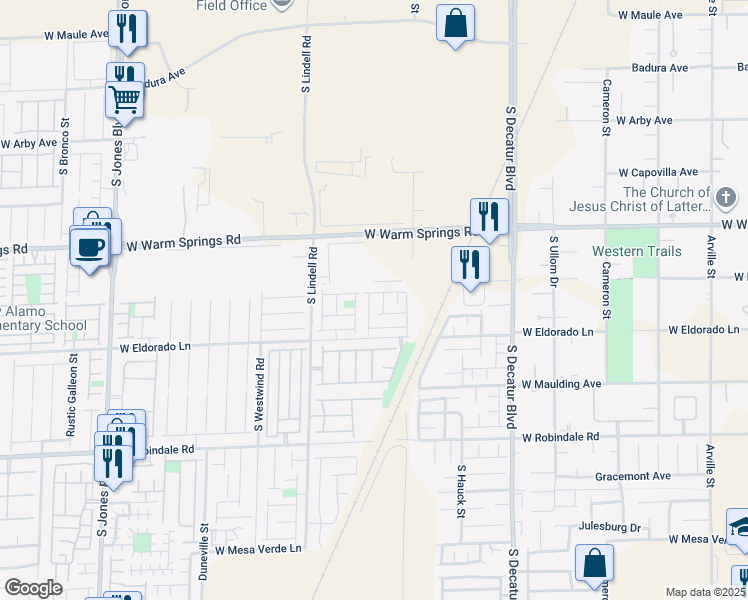 map of restaurants, bars, coffee shops, grocery stores, and more near 7418 Granada Willows Street in Las Vegas