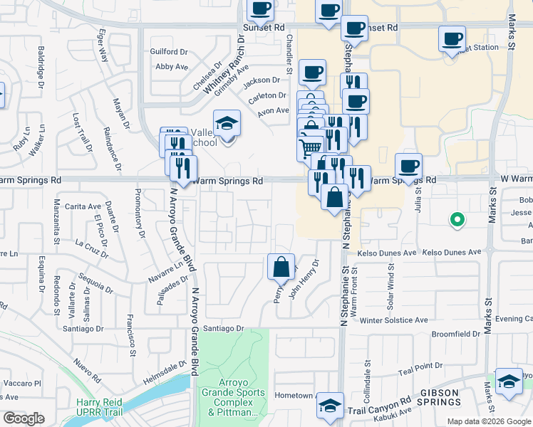 map of restaurants, bars, coffee shops, grocery stores, and more near 1513 Lake Placid Terrace in Henderson