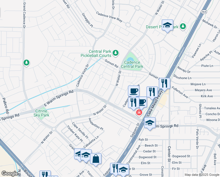 map of restaurants, bars, coffee shops, grocery stores, and more near 362 Espressivo Street in Henderson