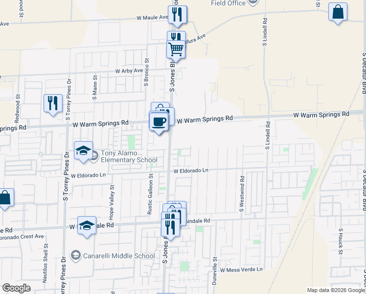 map of restaurants, bars, coffee shops, grocery stores, and more near 6028 Salinas Canyon Avenue in Las Vegas