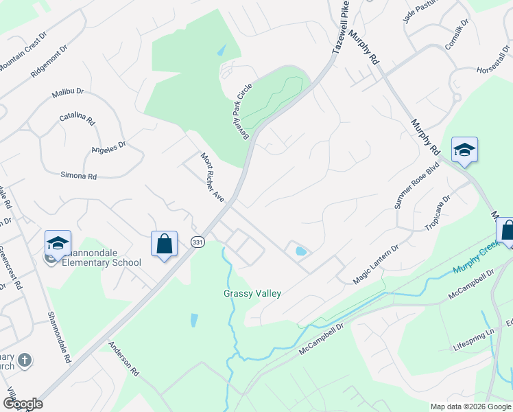 map of restaurants, bars, coffee shops, grocery stores, and more near 5936 Clearbrook Drive in Knoxville
