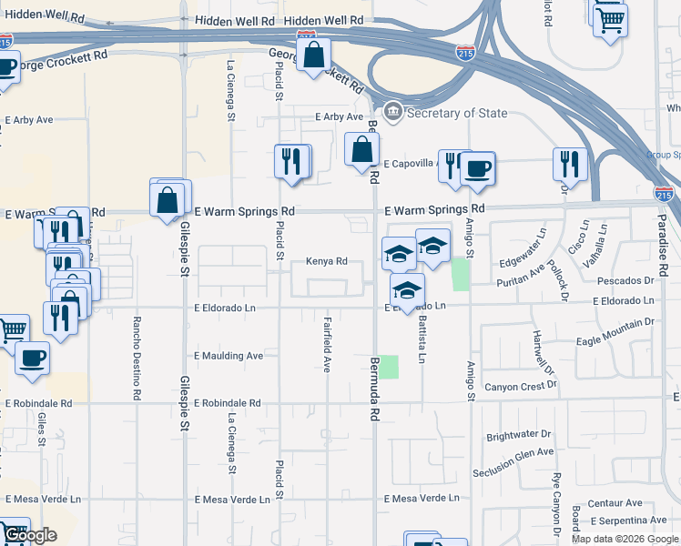 map of restaurants, bars, coffee shops, grocery stores, and more near 348 Bermuda Creek Road in Las Vegas