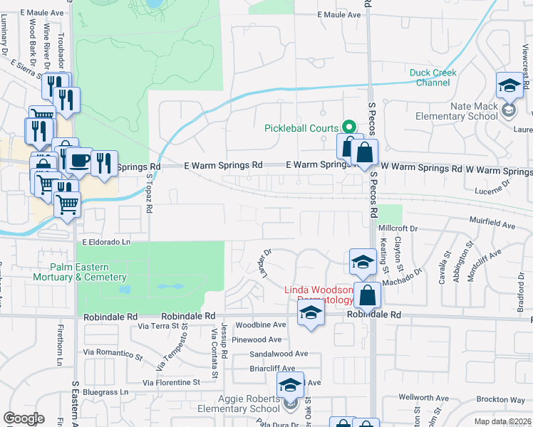 map of restaurants, bars, coffee shops, grocery stores, and more near 3109 Strawberry Park Drive in Las Vegas