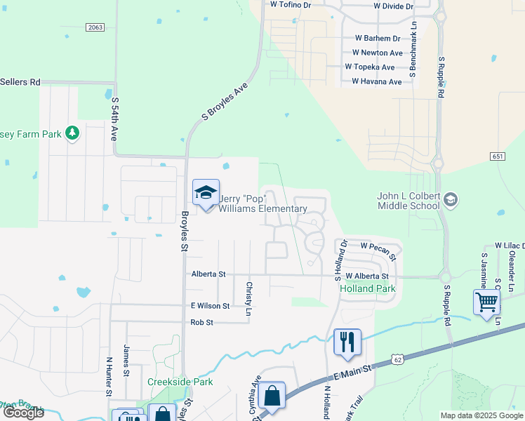 map of restaurants, bars, coffee shops, grocery stores, and more near 5094 West Claxton Circle in Fayetteville