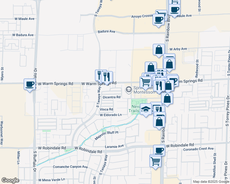 map of restaurants, bars, coffee shops, grocery stores, and more near 7237 Bindweed Road in Las Vegas