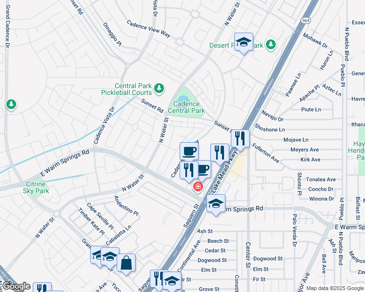 map of restaurants, bars, coffee shops, grocery stores, and more near 388 Gracious Way in Henderson