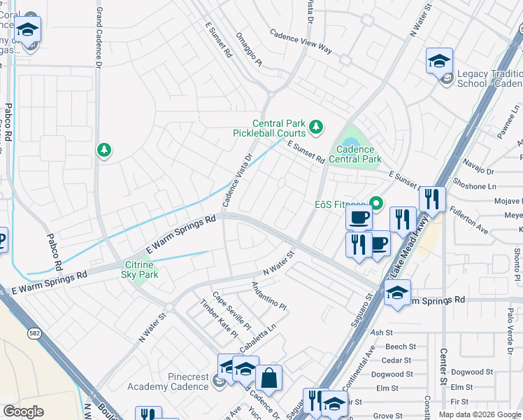 map of restaurants, bars, coffee shops, grocery stores, and more near 347 Andy Wheeler Drive in Henderson