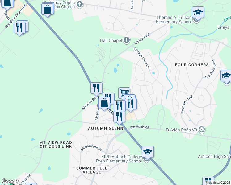 map of restaurants, bars, coffee shops, grocery stores, and more near 3514 Pin Hook Road in Nashville