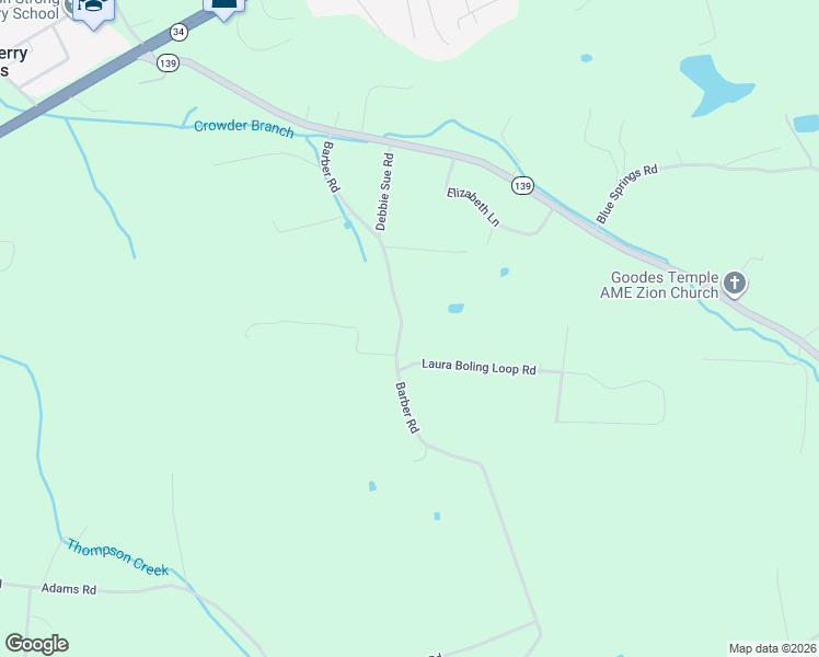 map of restaurants, bars, coffee shops, grocery stores, and more near 194 Barber Road in Strawberry Plains