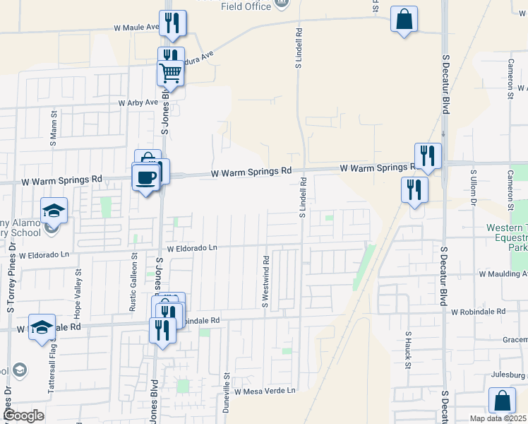 map of restaurants, bars, coffee shops, grocery stores, and more near 7410 Aurora Glow Street in Las Vegas