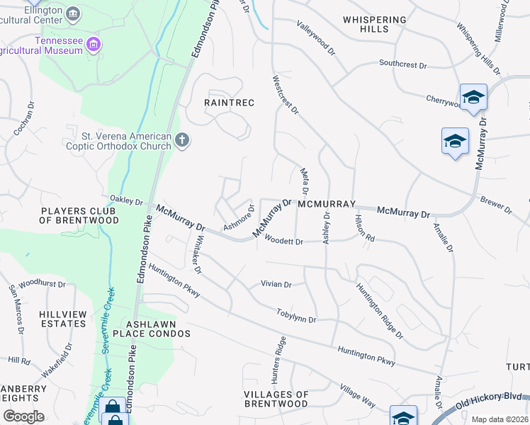 map of restaurants, bars, coffee shops, grocery stores, and more near 638 Woodett Drive in Nashville