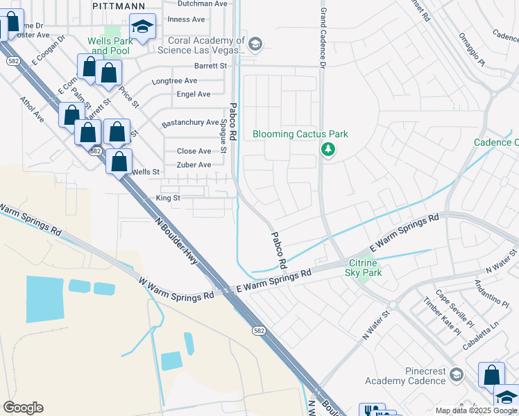 map of restaurants, bars, coffee shops, grocery stores, and more near 1014-1058 Pabco Road in Henderson