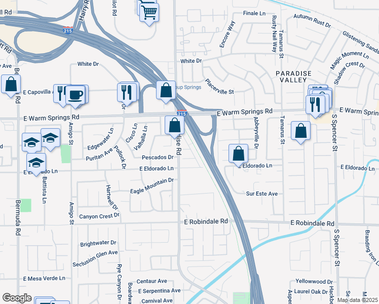 map of restaurants, bars, coffee shops, grocery stores, and more near 1039 Garnet Ridge Court in Las Vegas
