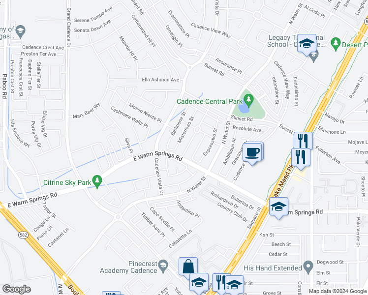 map of restaurants, bars, coffee shops, grocery stores, and more near 339 Mezzaforte Street in Henderson
