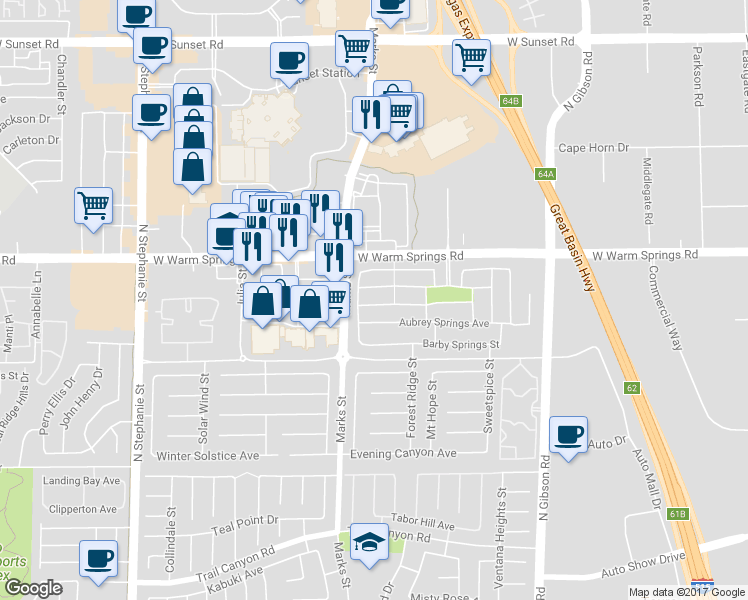 map of restaurants, bars, coffee shops, grocery stores, and more near 1142 Jesse Harbor Avenue in Henderson
