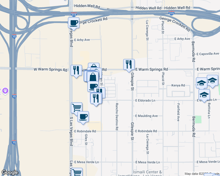 map of restaurants, bars, coffee shops, grocery stores, and more near 133 Gryffin Avenue in Las Vegas
