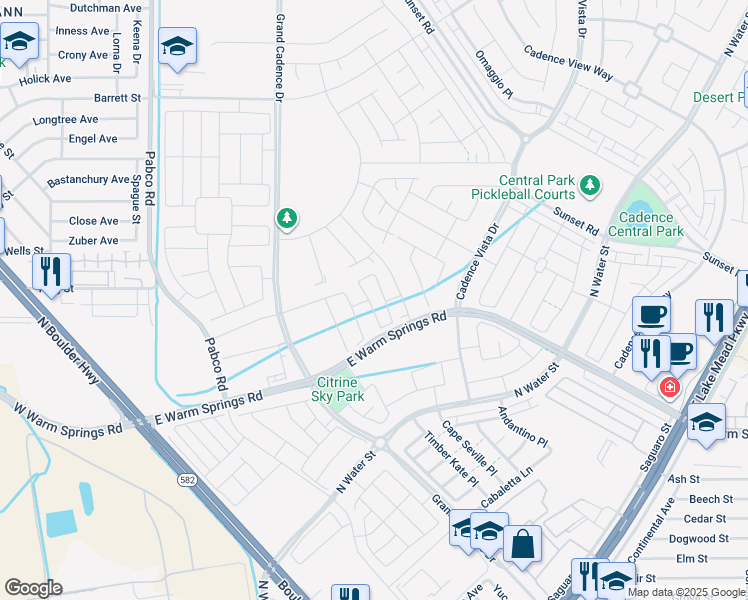 map of restaurants, bars, coffee shops, grocery stores, and more near 321 Bay Village Place in Henderson
