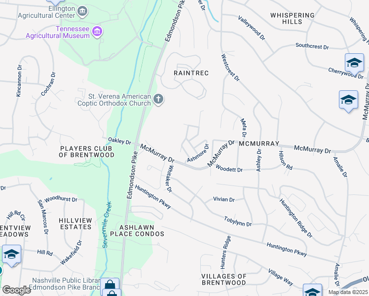 map of restaurants, bars, coffee shops, grocery stores, and more near 1124 Thorncrest Road in Nashville