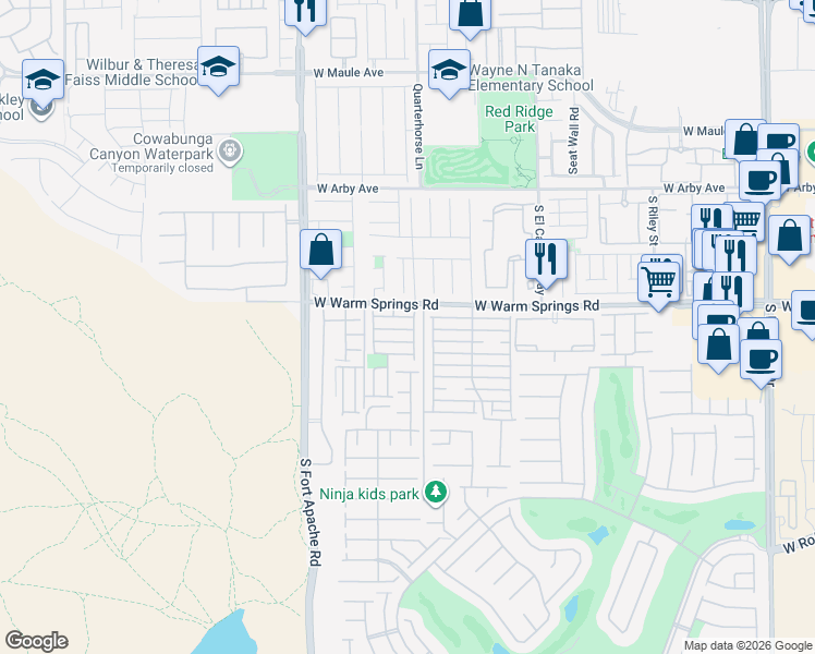map of restaurants, bars, coffee shops, grocery stores, and more near 7288 Quarterhorse Lane in Las Vegas